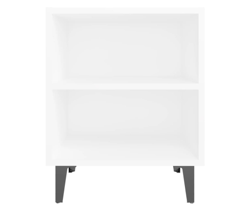 Mesitas de noche con patas de metal 2 uds blanco 40x30x50 cm