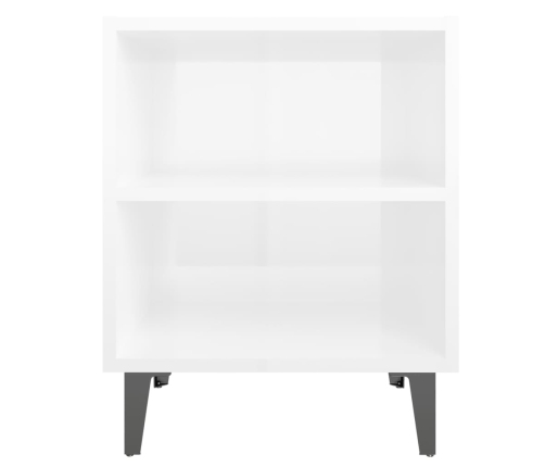 vidaXL Mesita de noche con patas de metal blanco brillo 40x30x50 cm