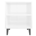 Mesitas de noche patas metal 2 uds blanco brillo 40x30x50 cm