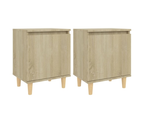 Mesitas de noche 2 uds con patas madera roble Sonoma 40x30x50cm