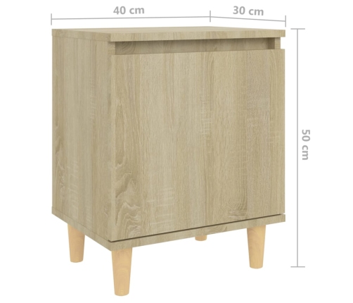 Mesitas de noche 2 uds con patas madera roble Sonoma 40x30x50cm