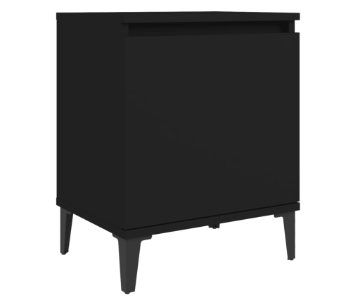 vidaXL Mesitas de noche con patas de metal 2 uds negro 40x30x50 cm