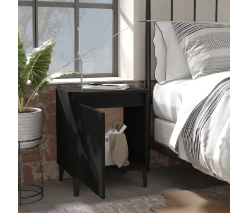 vidaXL Mesitas de noche con patas de metal 2 uds negro 40x30x50 cm