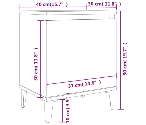 vidaXL Mesitas de noche con patas de metal negro 40x30x50 cm