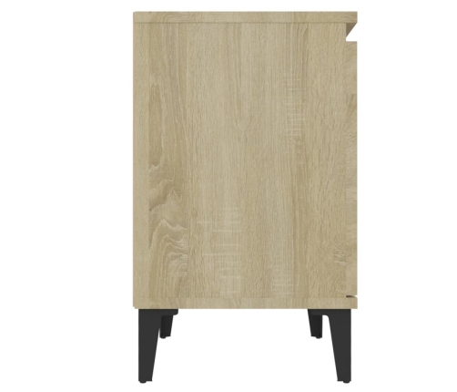 Mesita de noche y patas de metal roble Sonoma 40x30x50 cm