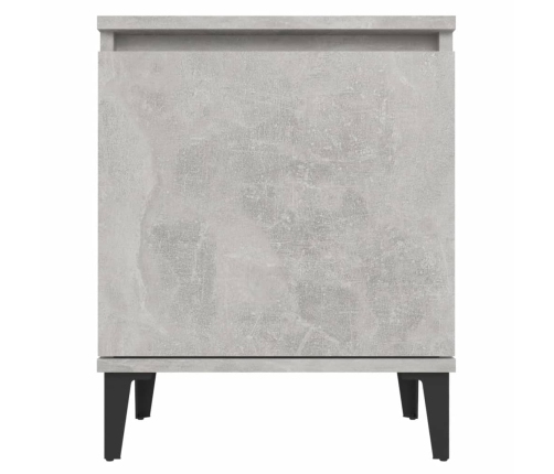 Mesita de noche con patas metal gris hormigón 40x30x50 cm