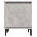 Mesita de noche con patas metal gris hormigón 40x30x50 cm