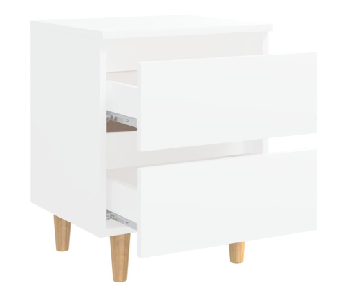 vidaXL Mesita de noche patas de madera pino maciza blanco 40x35x50cm