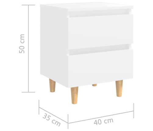 vidaXL Mesita de noche patas de madera pino maciza blanco 40x35x50cm