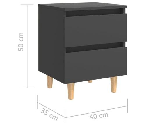 vidaXL Mesitas de noche 2 uds con patas madera pino gris 40x35x50 cm