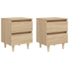 vidaXL Mesitas de noche 2 uds patas de madera roble Sonoma 40x35x50 cm