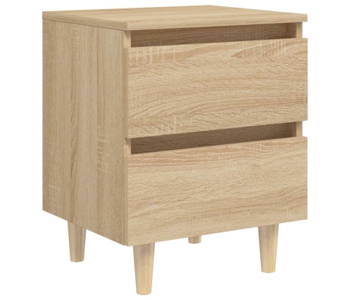 vidaXL Mesitas de noche 2 uds patas de madera roble Sonoma 40x35x50 cm