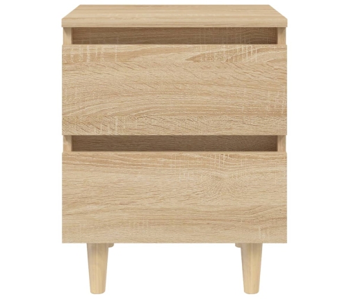 vidaXL Mesitas de noche 2 uds patas de madera roble Sonoma 40x35x50 cm