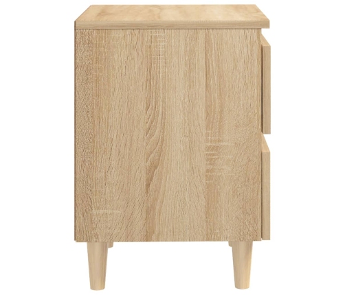 vidaXL Mesitas de noche 2 uds patas de madera roble Sonoma 40x35x50 cm