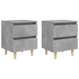 Mesitas de noche con patas 2 uds madera pino gris 40x35x50 cm