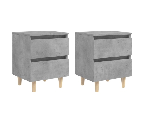 Mesitas de noche con patas 2 uds madera pino gris 40x35x50 cm