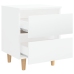 vidaXL Mesitas de noche 2 uds patas madera blanco brillo 40x35x50 cm