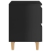 Mesita de noche patas de madera maciza negro brillo 40x35x50 cm