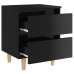 Mesita de noche patas de madera maciza negro brillo 40x35x50 cm