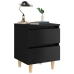 Mesita de noche patas de madera maciza negro brillo 40x35x50 cm