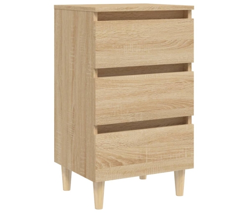 Mesita de noche patas madera maciza roble Sonoma 40x35x69 cm