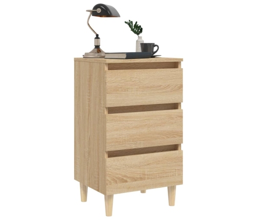 vidaXL Mesita de noche patas madera maciza roble Sonoma 40x35x69 cm