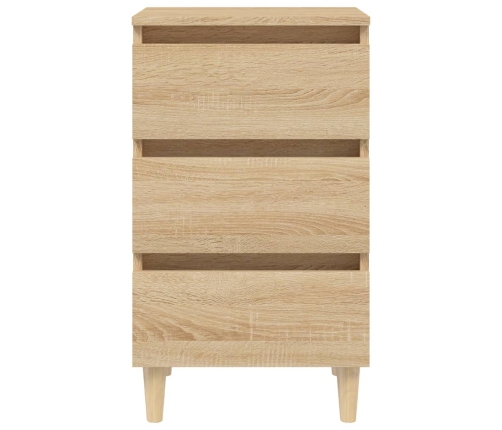 Mesita de noche patas madera maciza roble Sonoma 40x35x69 cm