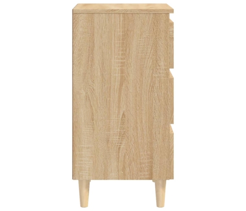 vidaXL Mesita de noche patas madera maciza roble Sonoma 40x35x69 cm