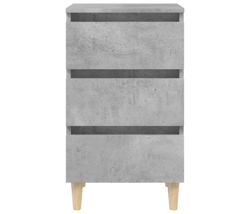 vidaXL Mesita de noche patas madera maciza gris hormigón 40x35x69 cm