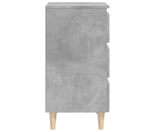 vidaXL Mesita de noche patas madera maciza gris hormigón 40x35x69 cm