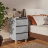 vidaXL Mesita de noche patas madera maciza gris hormigón 40x35x69 cm