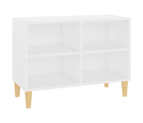 Mueble de TV con patas de madera maciza blanco 69,5x30x50 cm