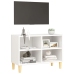 Mueble de TV con patas de madera maciza blanco 69,5x30x50 cm