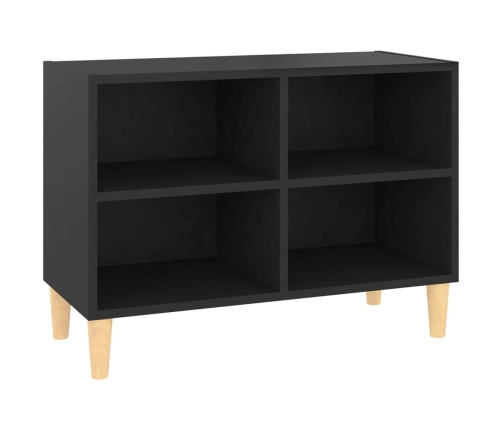 Mueble de TV con patas de madera maciza negro 69,5x30x50 cm