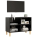 Mueble de TV con patas de madera maciza negro 69,5x30x50 cm