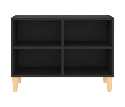 Mueble de TV con patas de madera maciza negro 69,5x30x50 cm