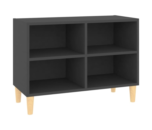 Mueble de TV con patas de madera maciza gris 69,5x30x50 cm