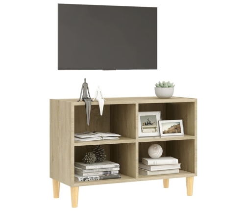 Mueble de TV patas de madera maciza roble Sonoma 69,5x30x50cm