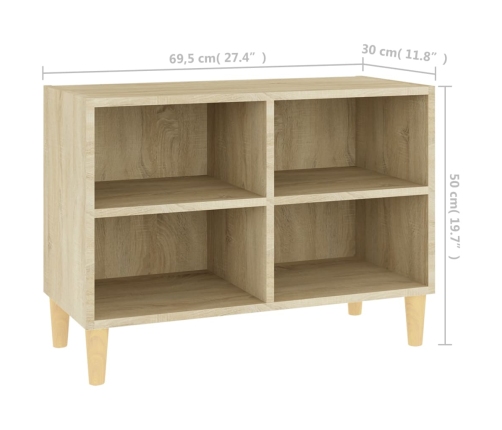 Mueble de TV patas de madera maciza roble Sonoma 69,5x30x50cm