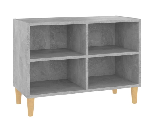 Mueble de TV patas de madera maciza gris hormigón 69,5x30x50 cm