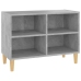 Mueble de TV patas de madera maciza gris hormigón 69,5x30x50 cm