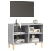 Mueble de TV patas de madera maciza gris hormigón 69,5x30x50 cm