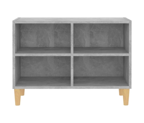 Mueble de TV patas de madera maciza gris hormigón 69,5x30x50 cm