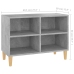 Mueble de TV patas de madera maciza gris hormigón 69,5x30x50 cm