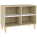 Mueble TV patas madera maciza blanca roble sonoma 69,5x30x50 cm