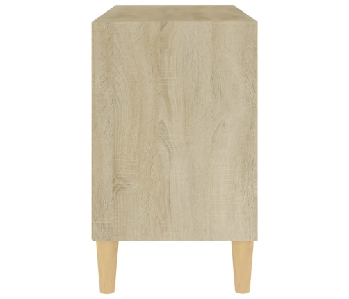 vidaXL Mueble TV patas madera maciza blanca roble sonoma 69,5x30x50 cm