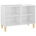 Mueble de TV patas de madera maciza blanco brillo 69,5x30x50 cm