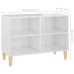 Mueble de TV patas de madera maciza blanco brillo 69,5x30x50 cm