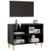 Mueble de TV patas de madera maciza negro brillo 69,5x30x50 cm