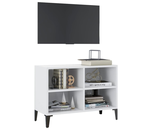 Mueble de TV con patas de metal blanco 69,5x30x50 cm